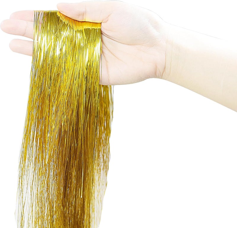 happylain 2000 Strands Christmas Tinsel Icicles, 19.8" Gold Icicle for Xmas Tree, Holiday, Birthday, Wedding, Party Hanging Decoration - Image 1